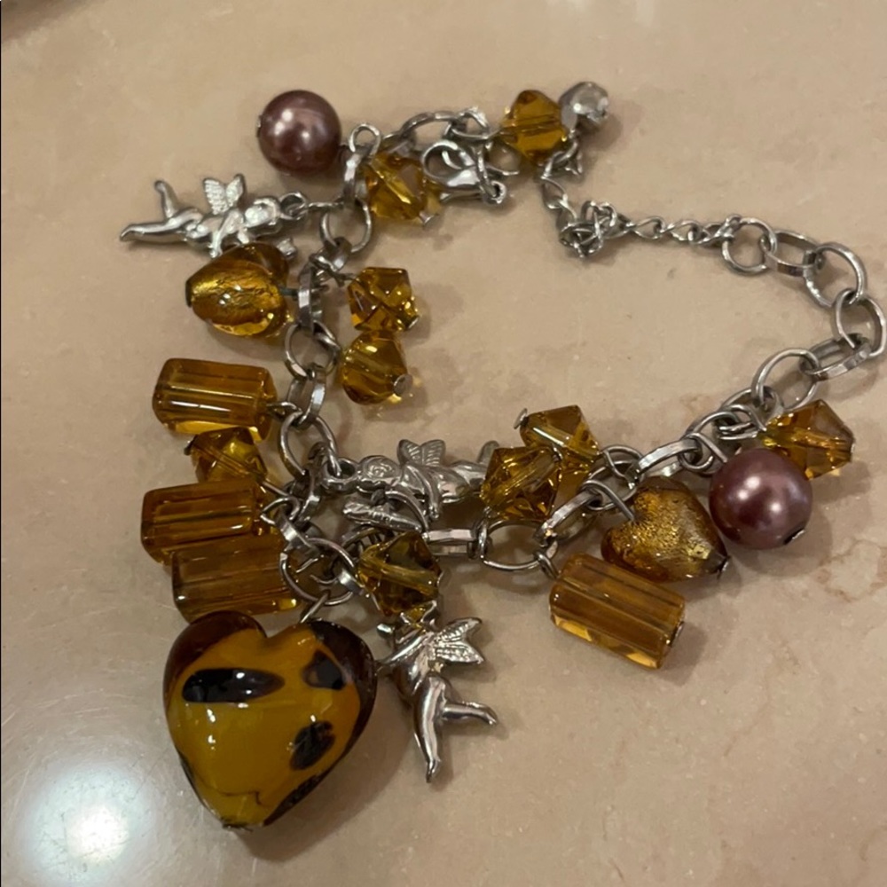 Italian Murano charm bracelet silver, gold ⚜️